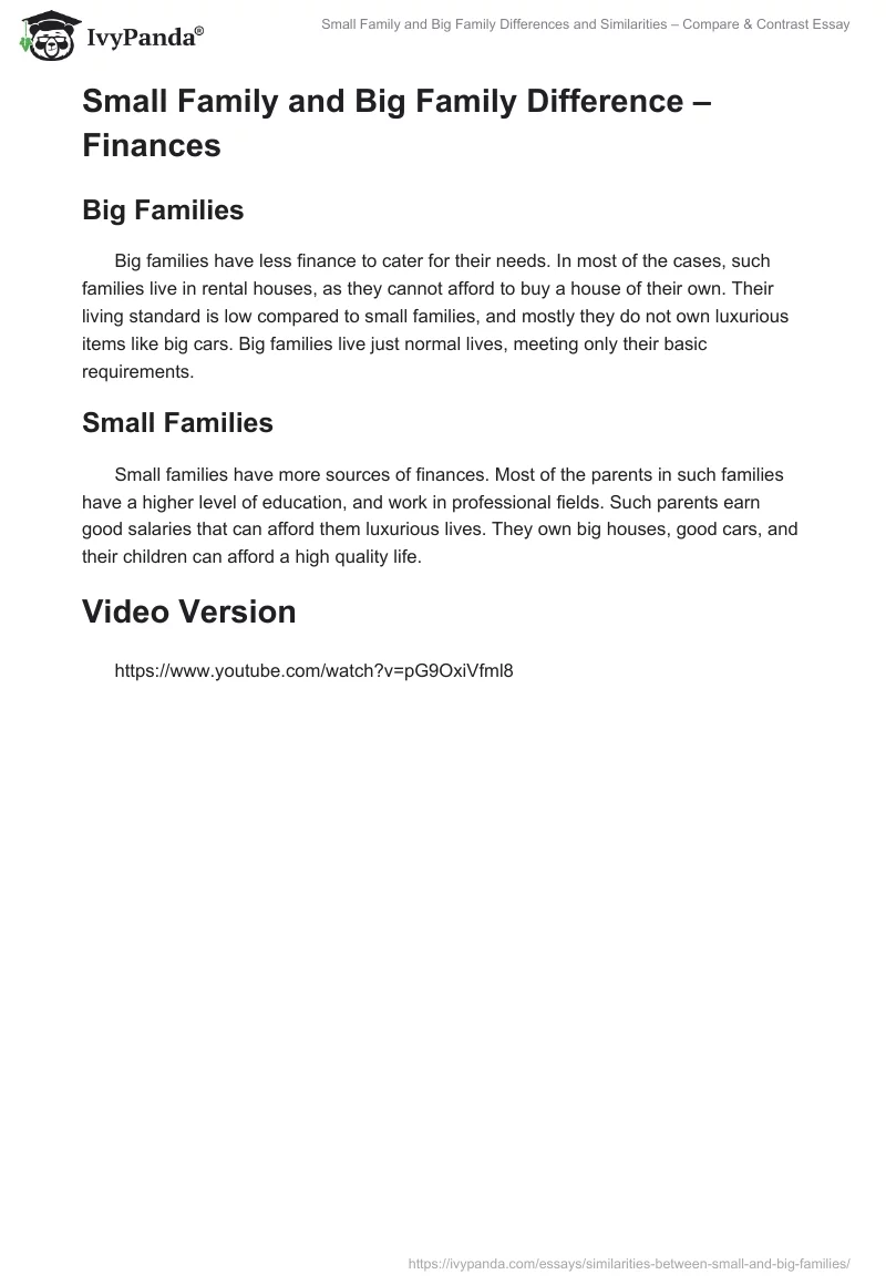 Small Family and Big Family Differences and Similarities – Compare & Contrast Essay. Page 3