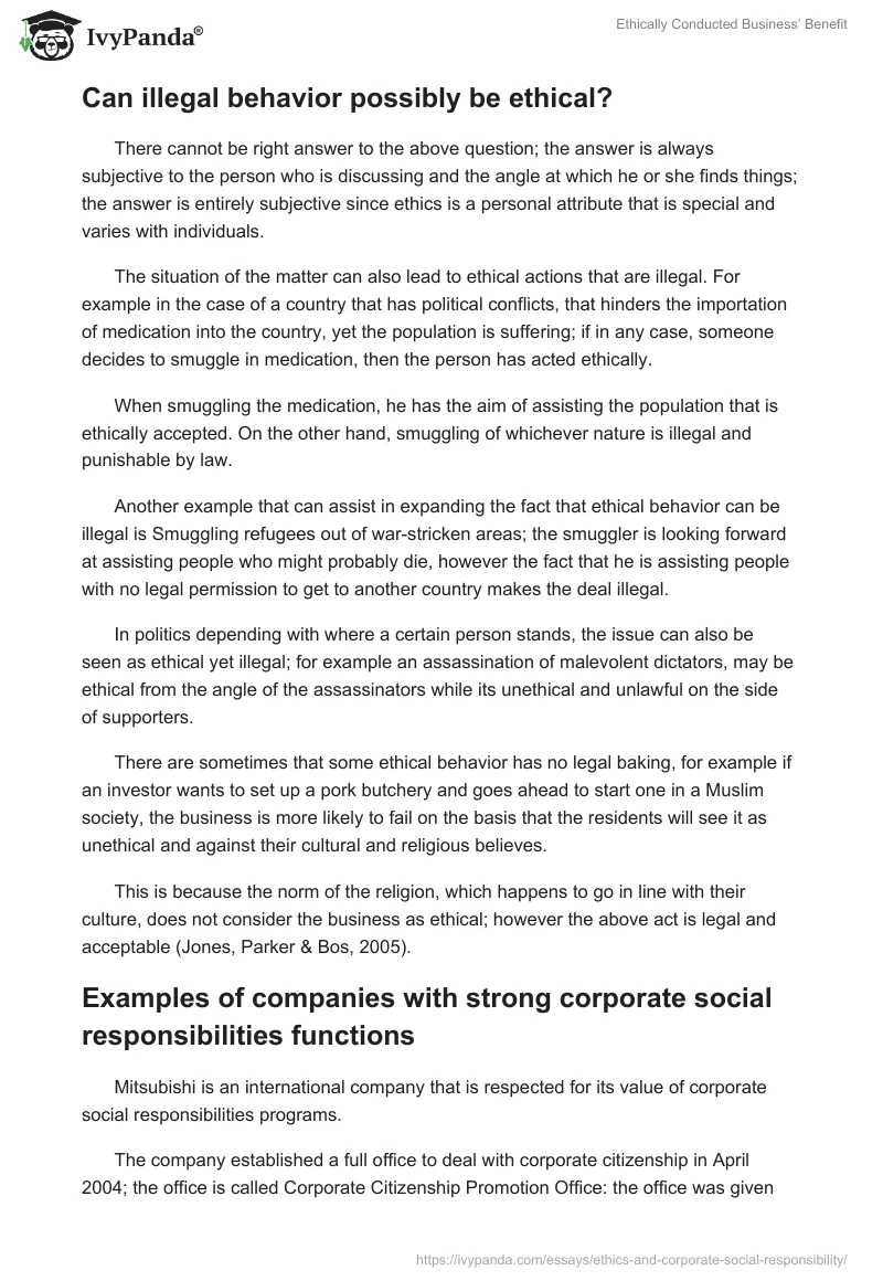 Ethically Conducted Business’ Benefit. Page 3