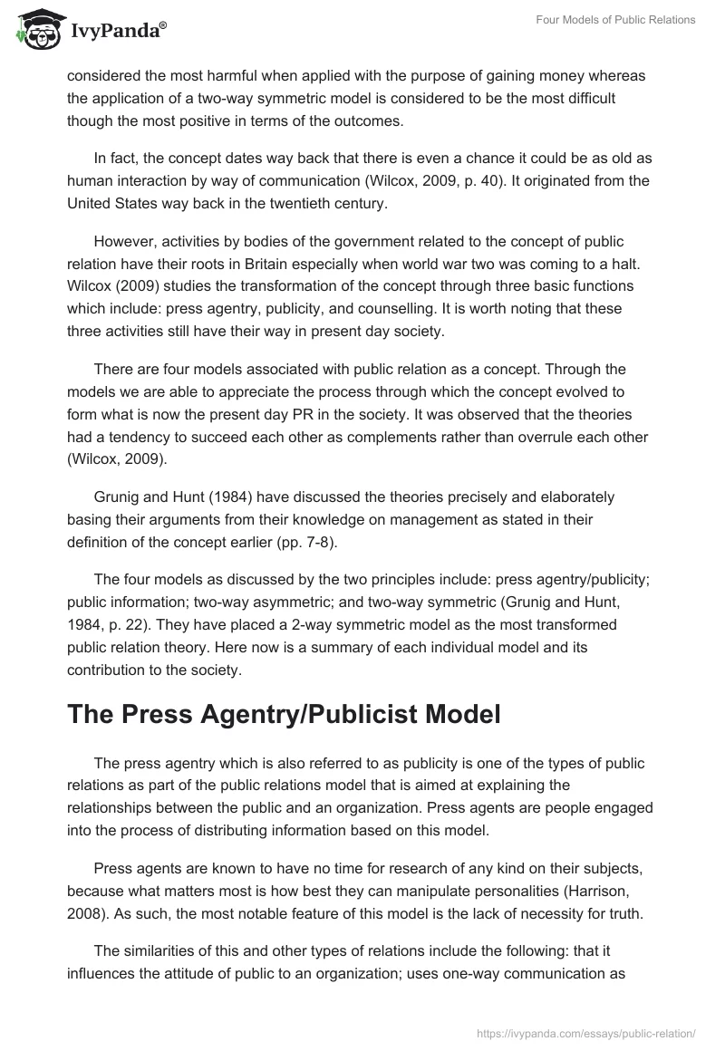 Four Models of Public Relations. Page 2