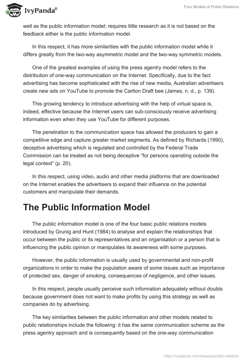 Four Models of Public Relations. Page 3