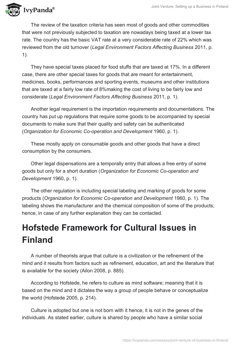 Joint Venture: Setting up a Business in Finland. Page 3