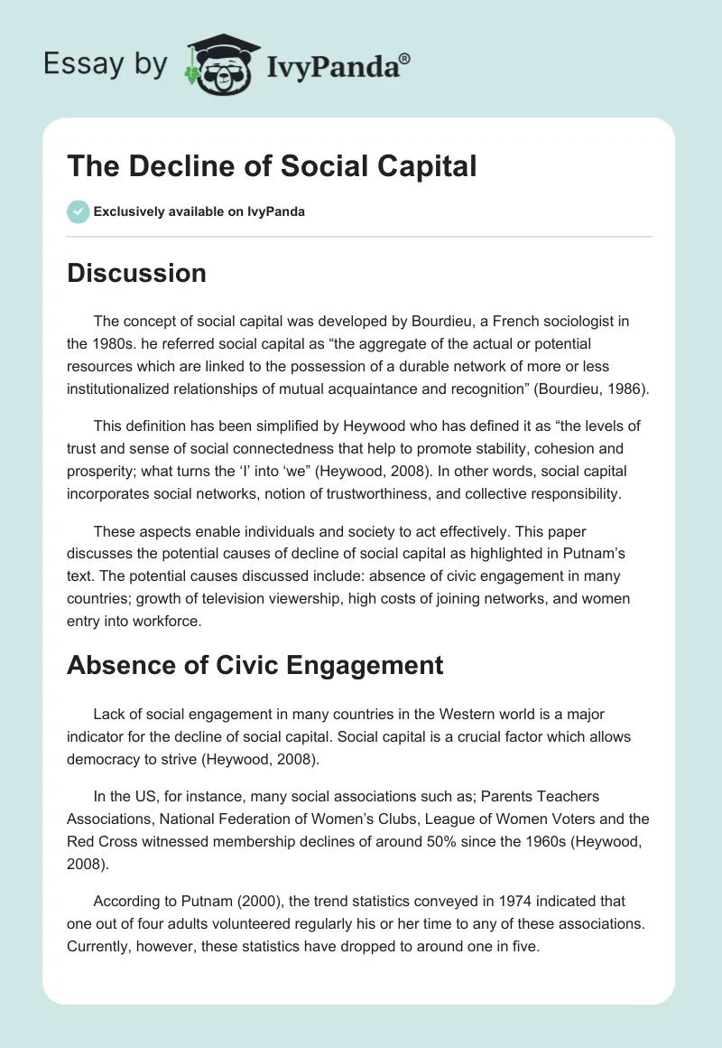 The Decline of Social Capital. Page 1