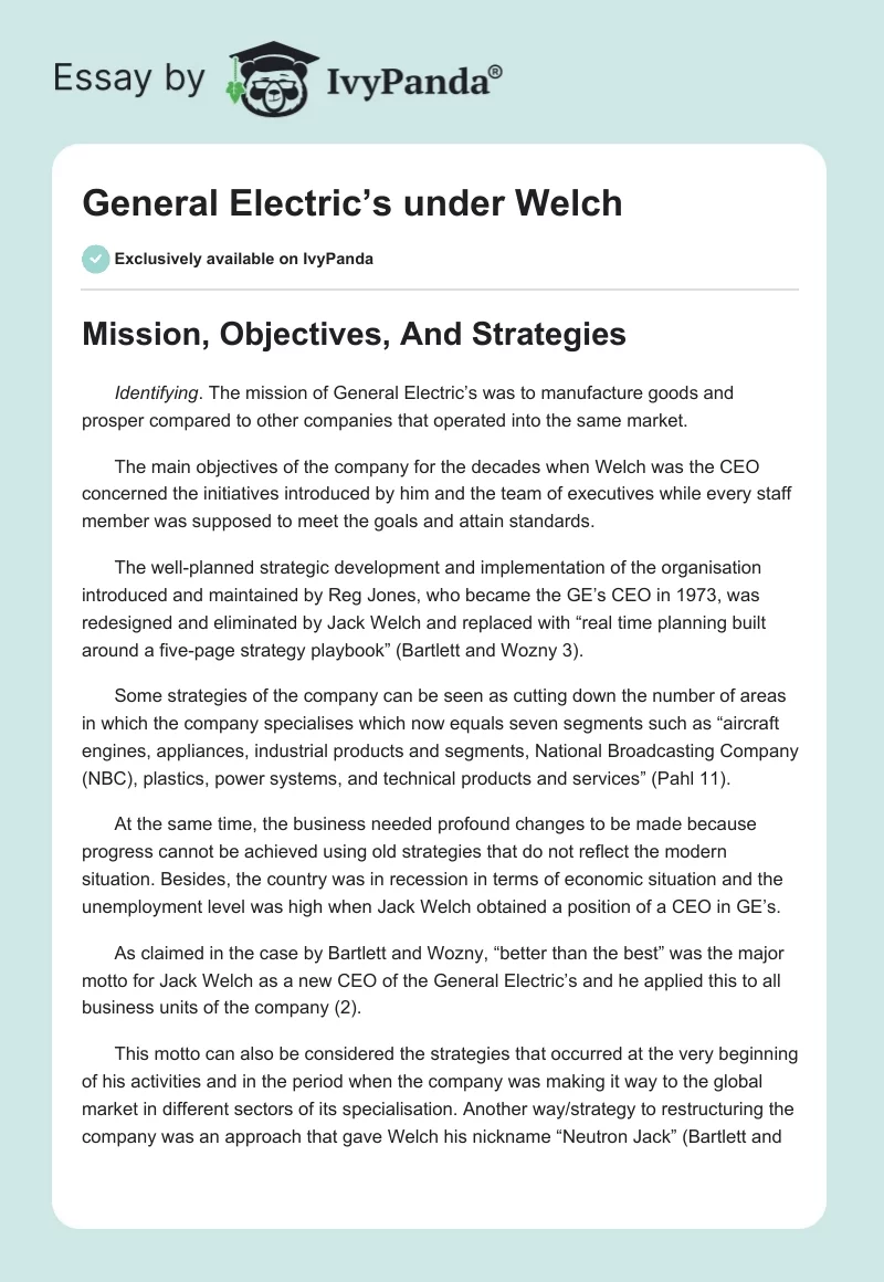 General Electric’s under Welch. Page 1
