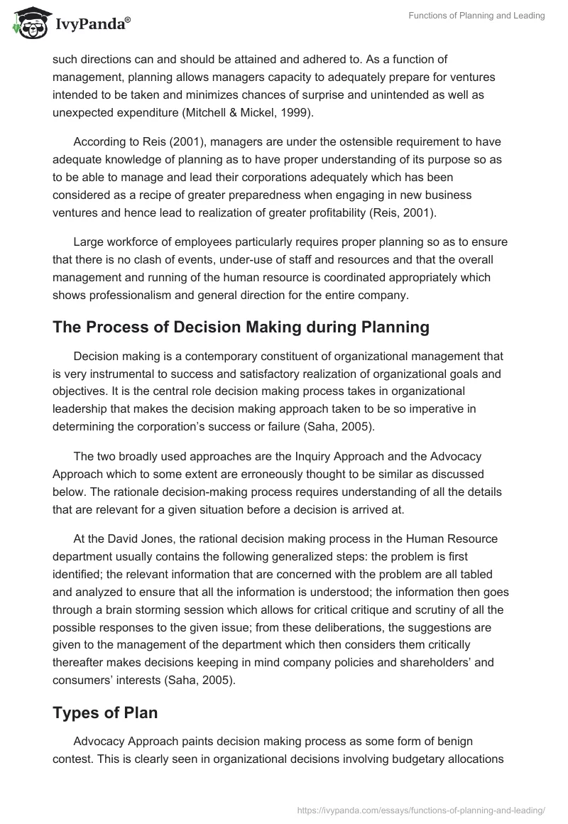 Functions of Planning and Leading. Page 5