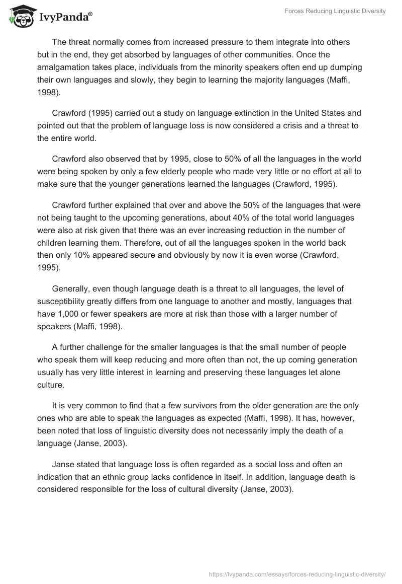 Forces Reducing Linguistic Diversity. Page 3