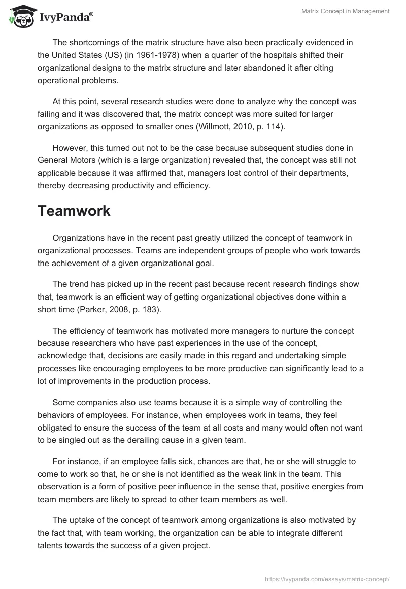 Matrix Concept in Management. Page 3