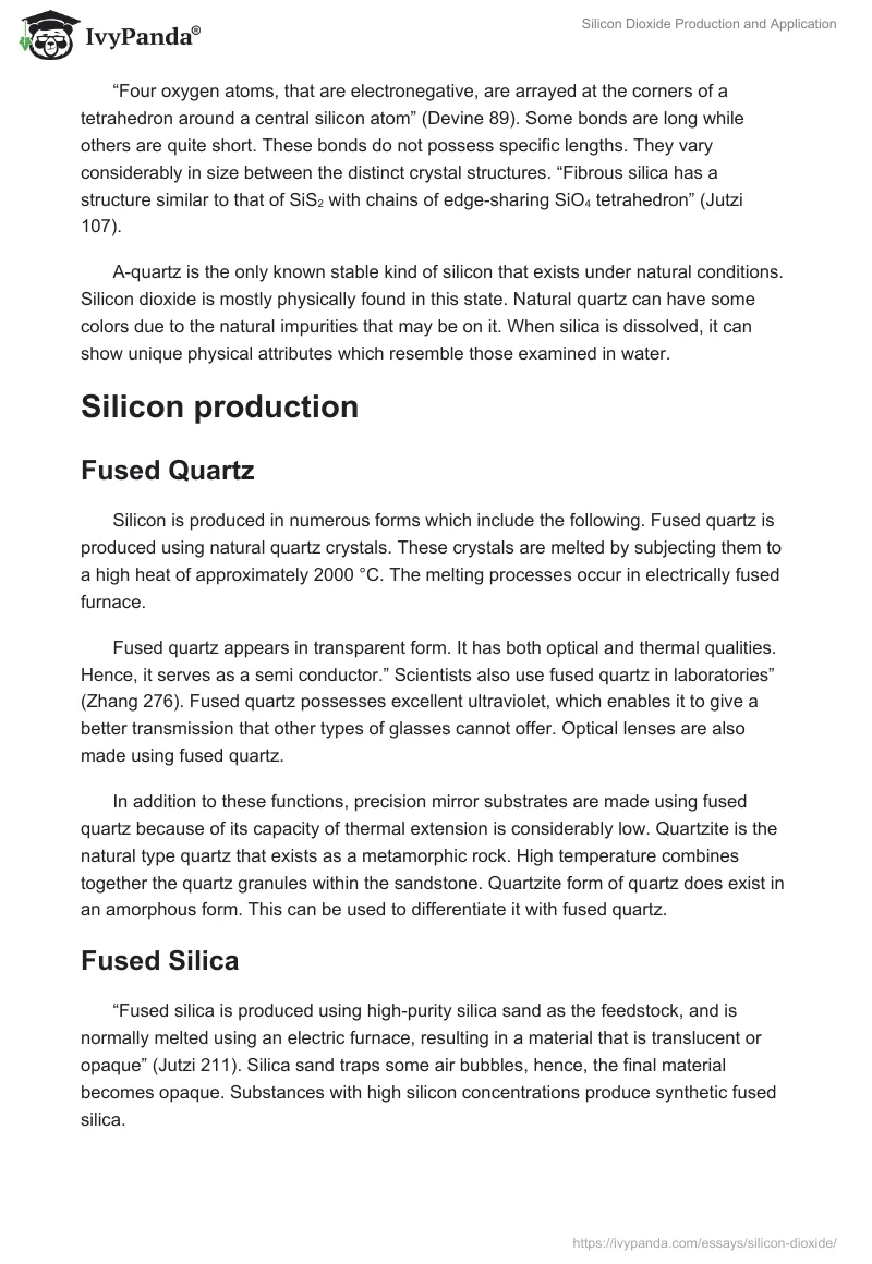 Silicon Dioxide Production and Application. Page 2