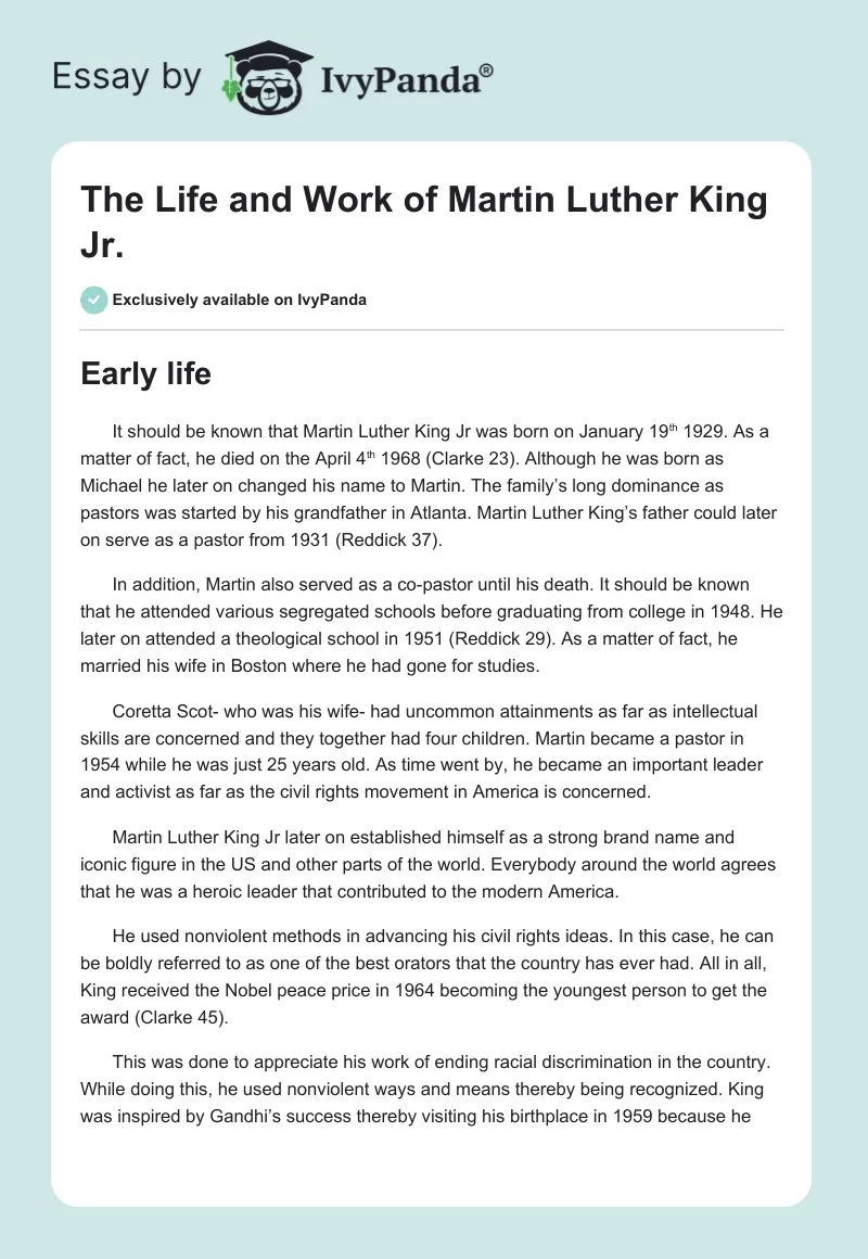 The Life and Work of Martin Luther King Jr.. Page 1