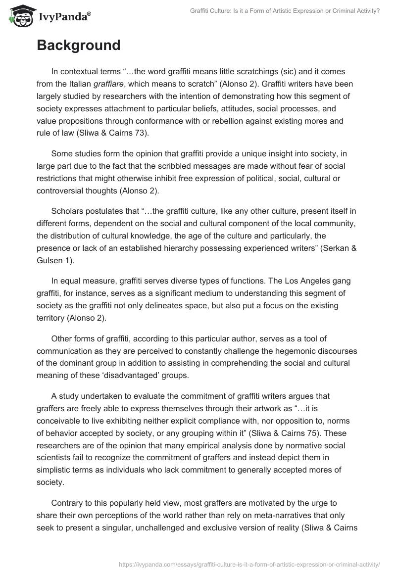 Graffiti Culture: Is It a Form of Artistic Expression or Criminal Activity?. Page 2