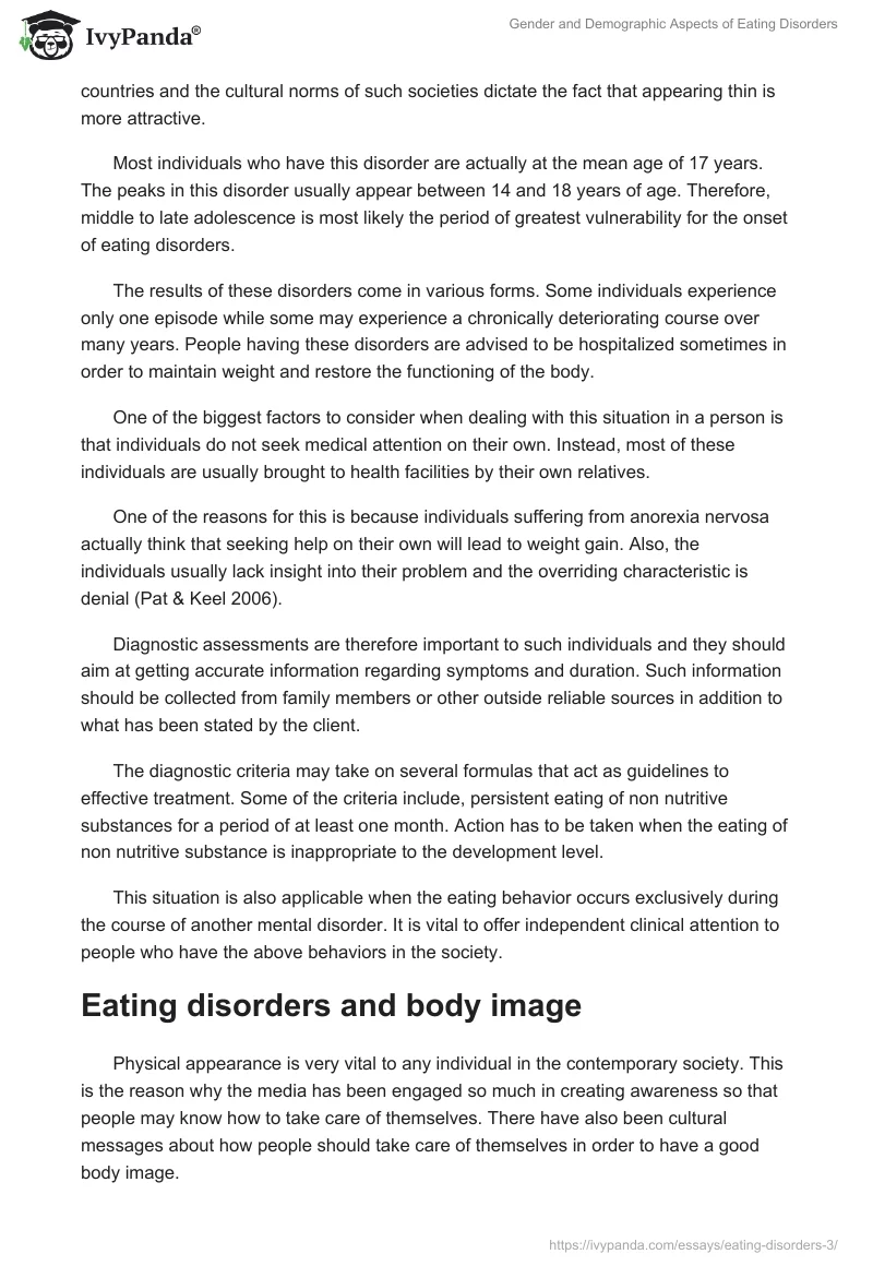 Gender and Demographic Aspects of Eating Disorders. Page 3