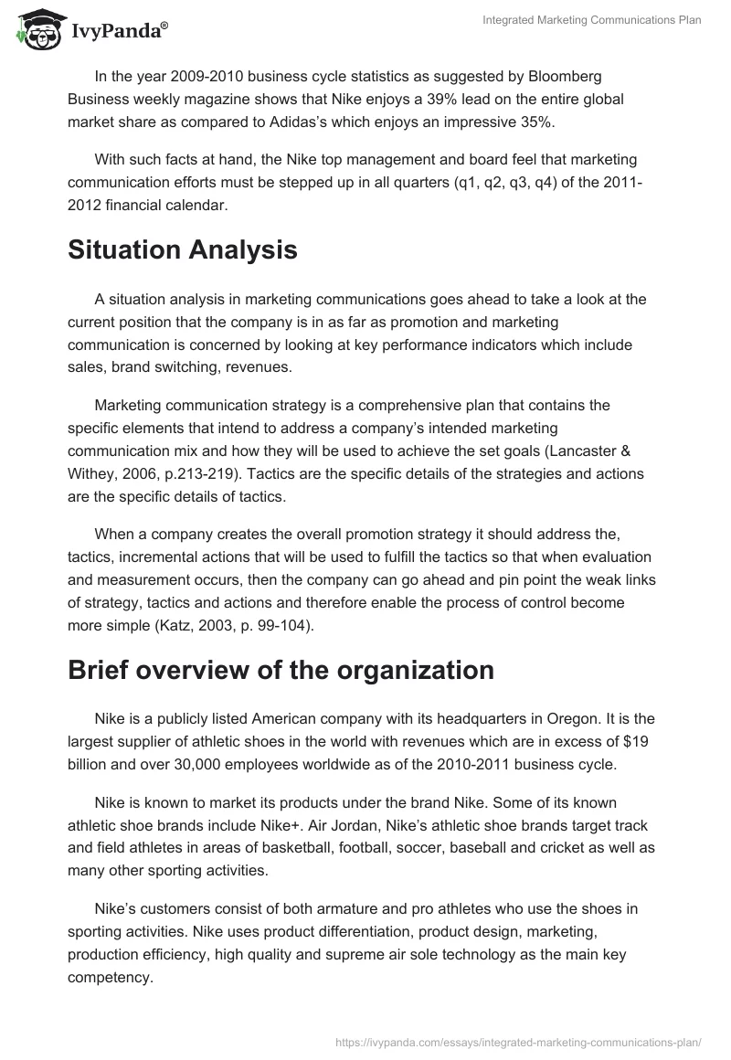 Integrated Marketing Communications Plan. Page 4