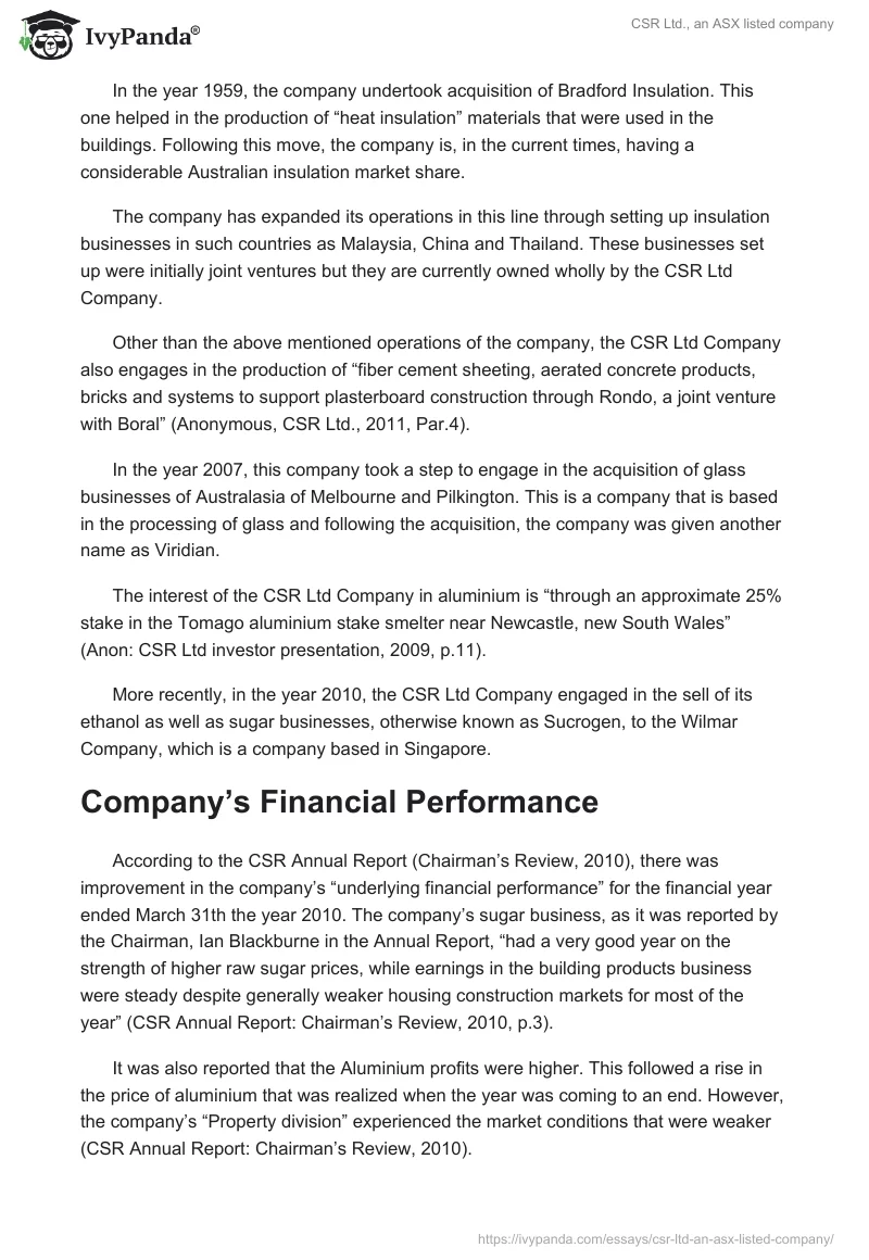 CSR Ltd., an ASX listed company. Page 3