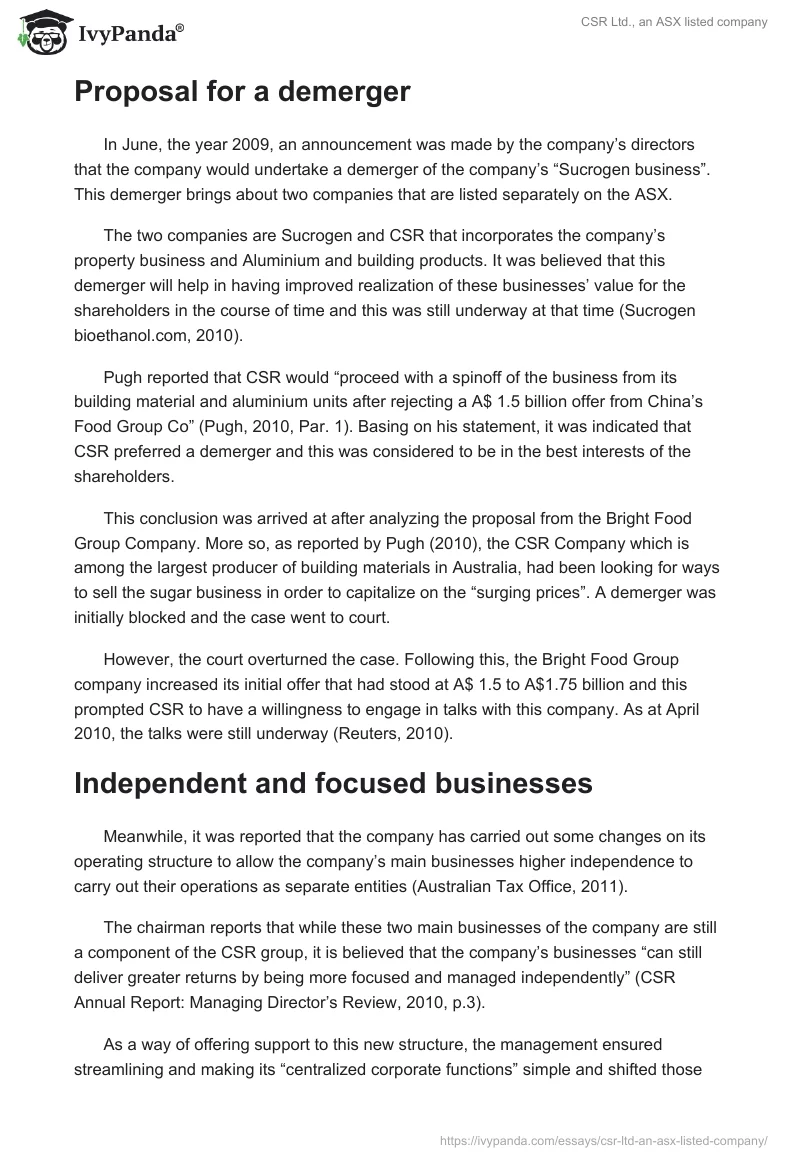 CSR Ltd., an ASX listed company. Page 5