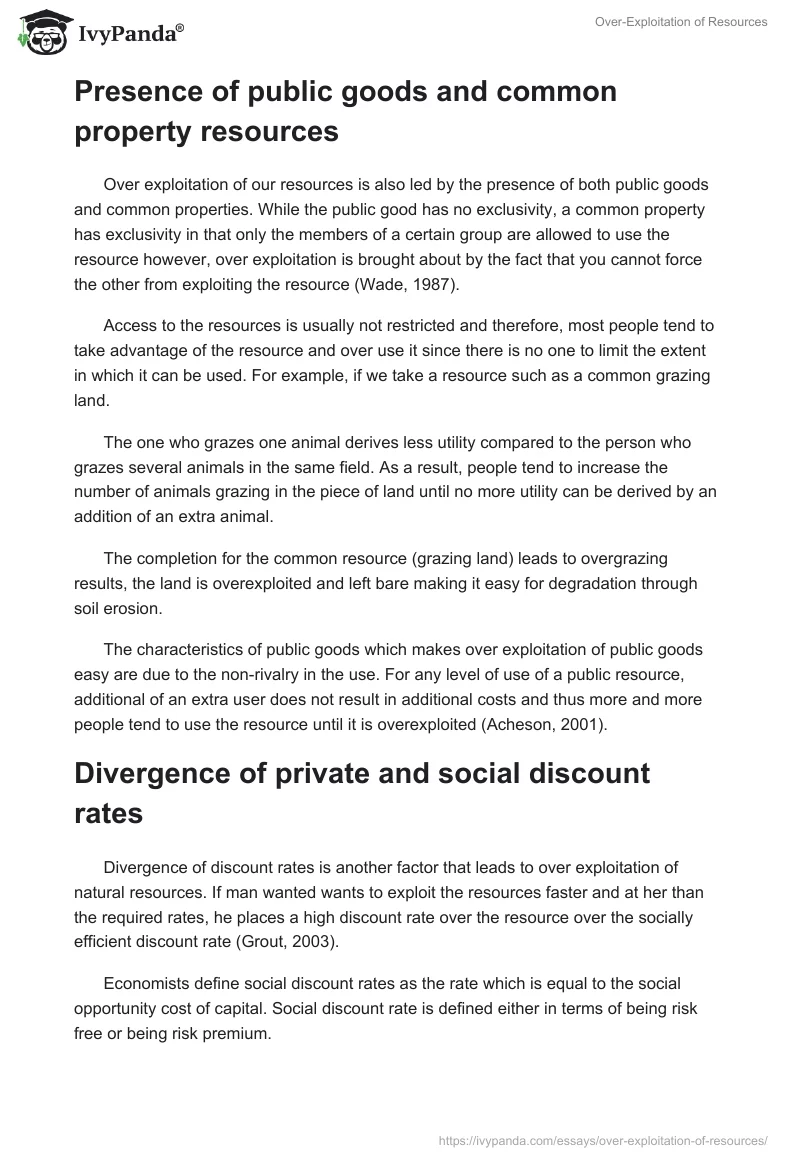 Over-Exploitation of Resources. Page 4