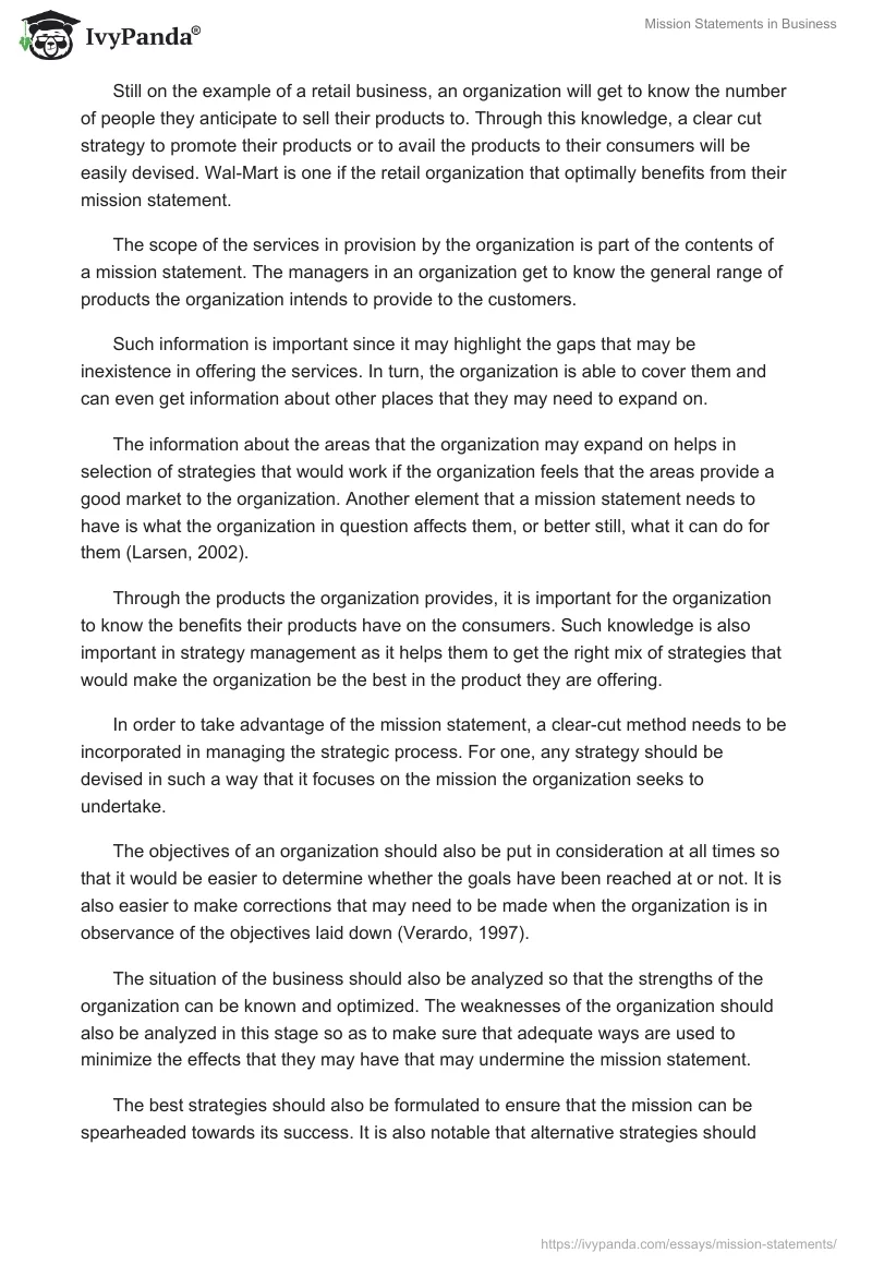 Mission Statements in Business. Page 2