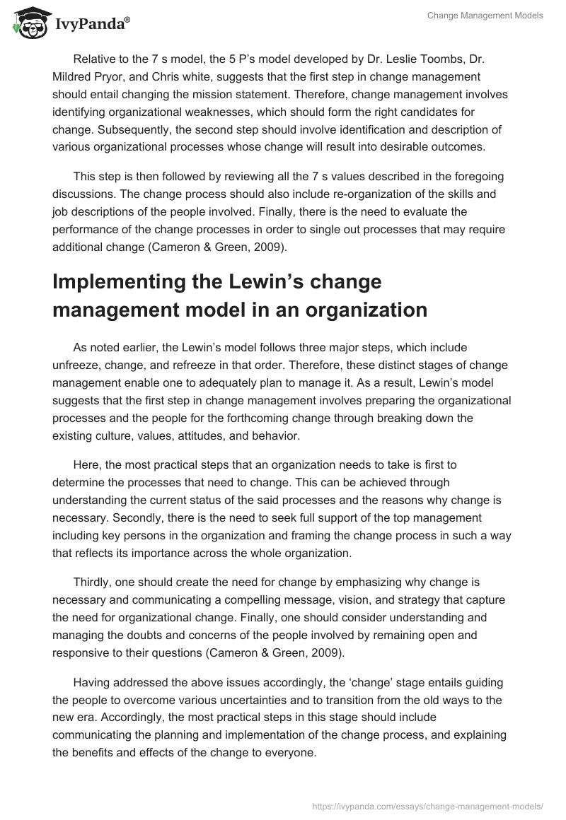 Change Management Models. Page 2