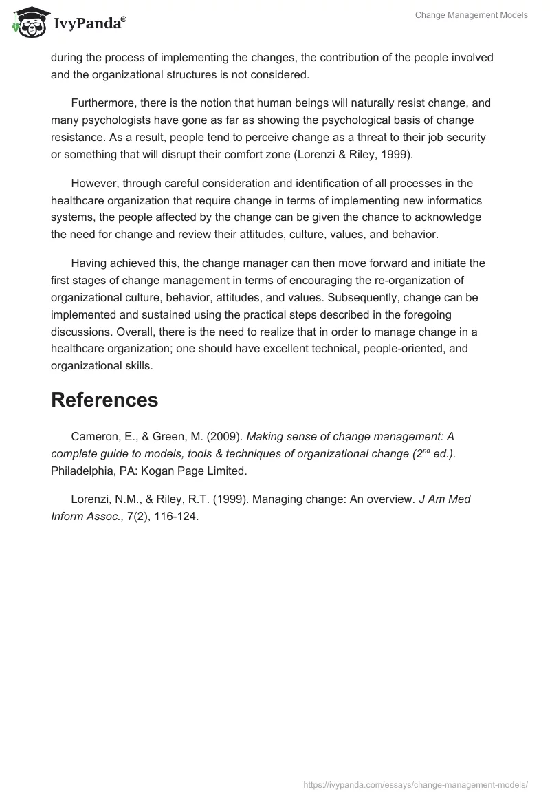 Change Management Models. Page 4