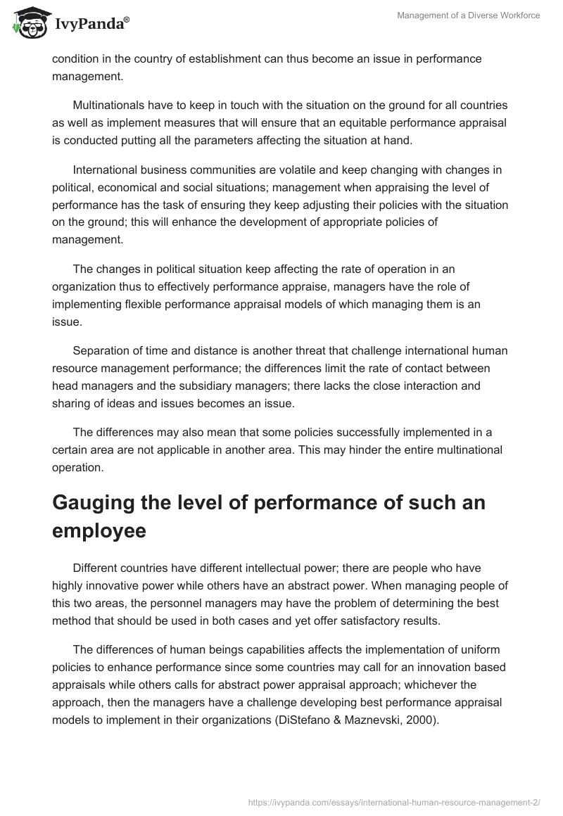 Management of a Diverse Workforce. Page 4