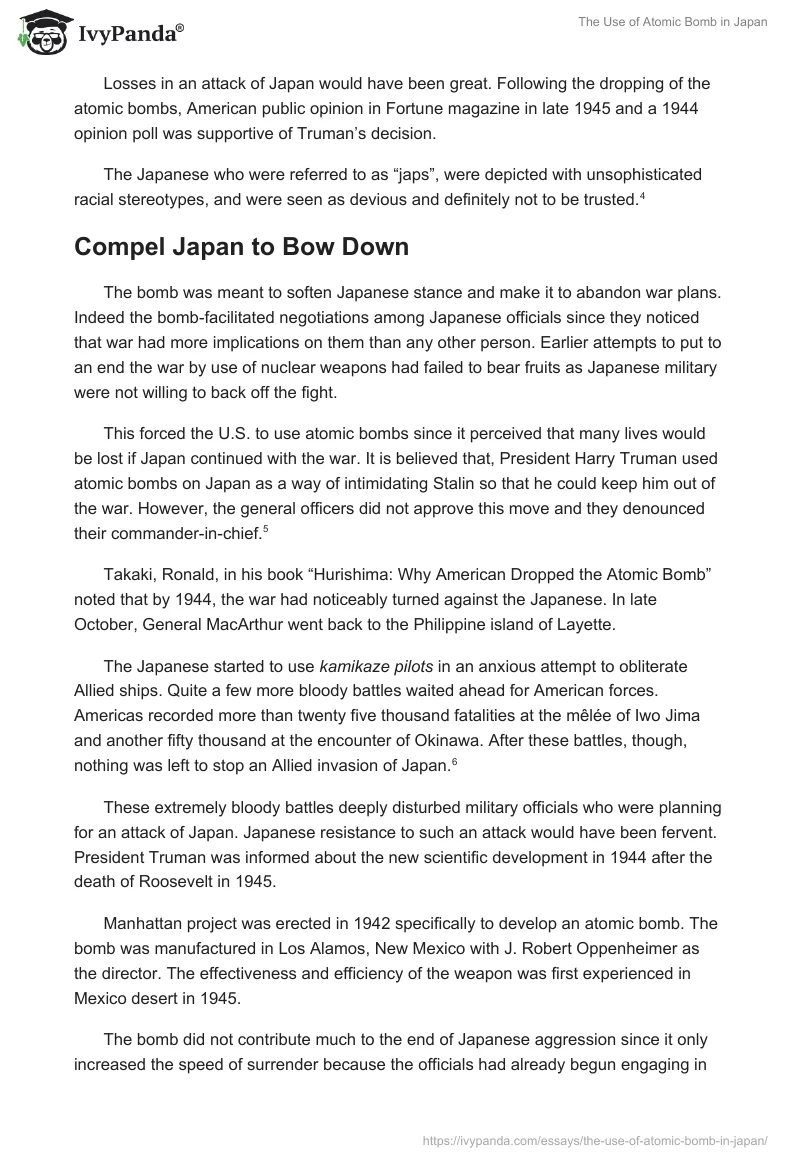 The Use of Atomic Bomb in Japan: Causes and Consequences. Page 3