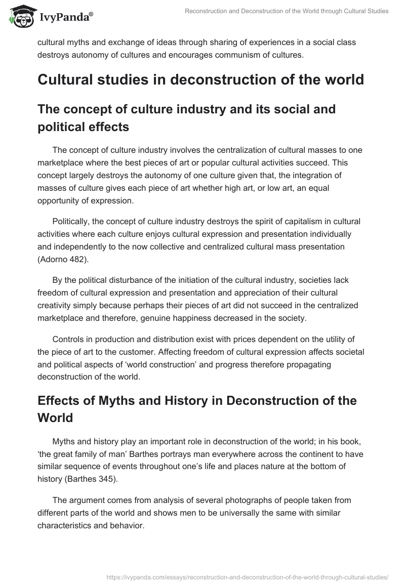 Reconstruction and Deconstruction of the World Through Cultural Studies. Page 2