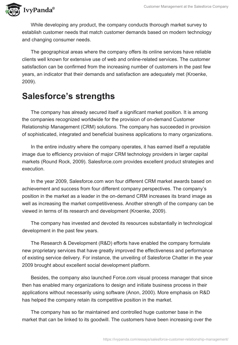 Customer Management at the Salesforce Company. Page 2