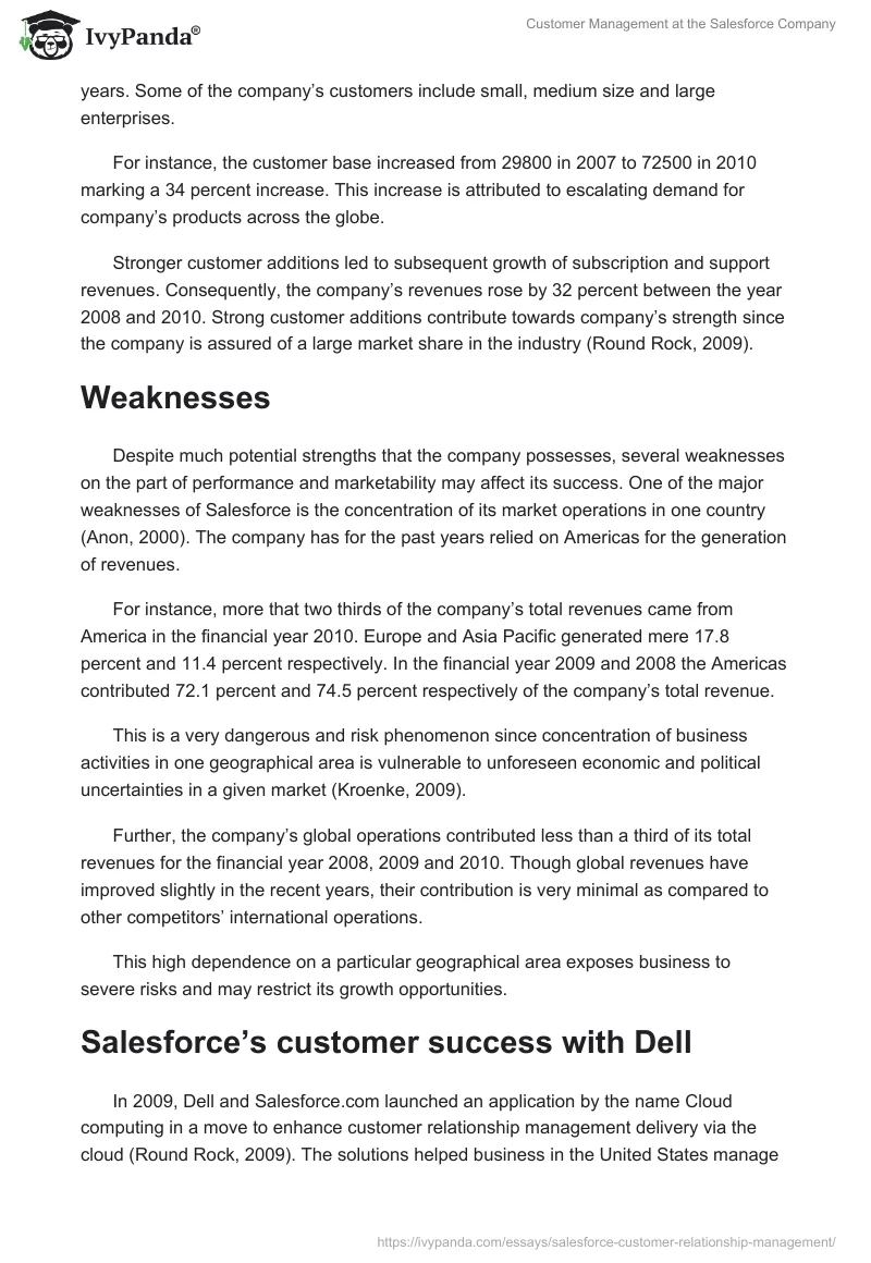 Customer Management at the Salesforce Company. Page 3