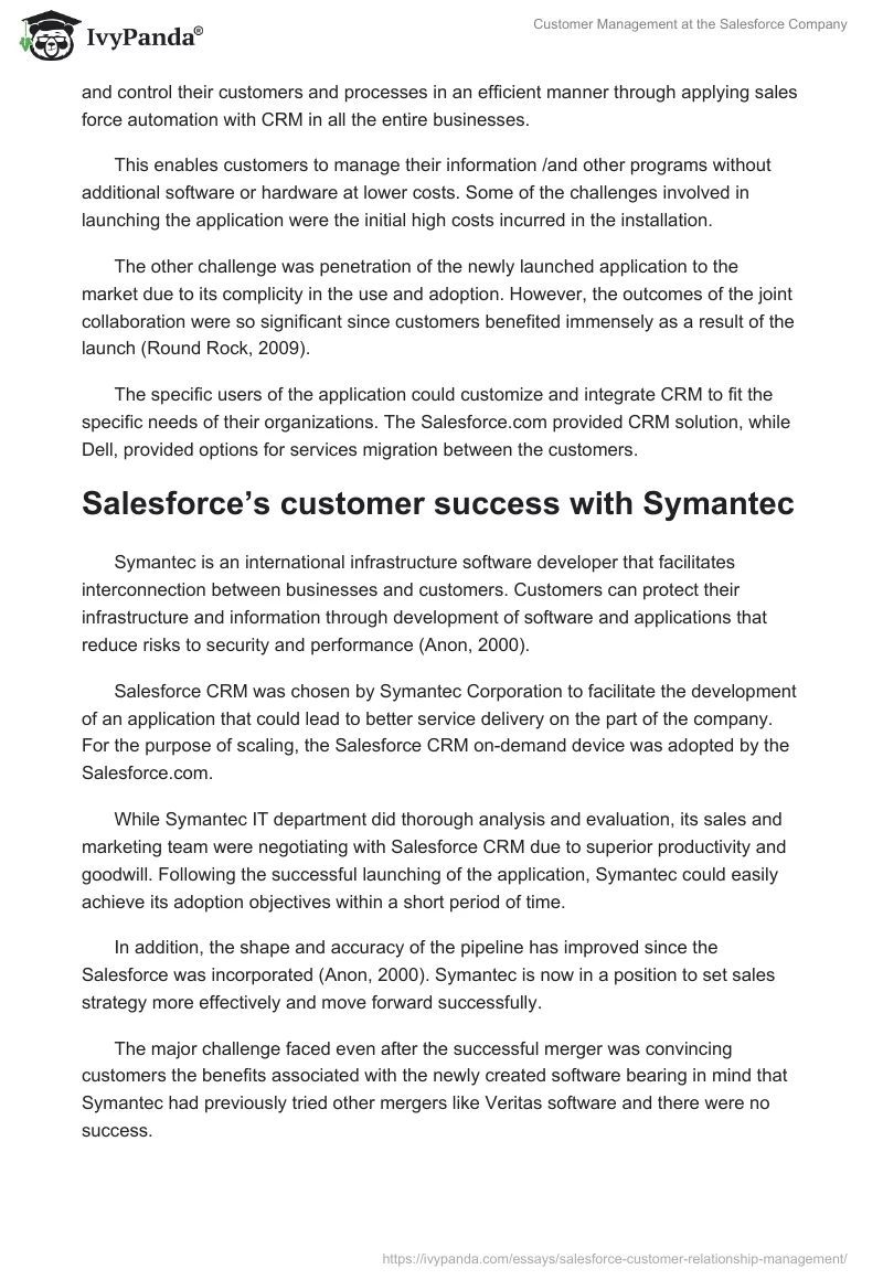 Customer Management at the Salesforce Company. Page 4