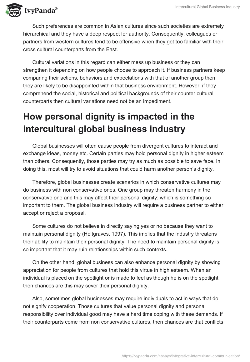 Intercultural Global Business Industry. Page 2