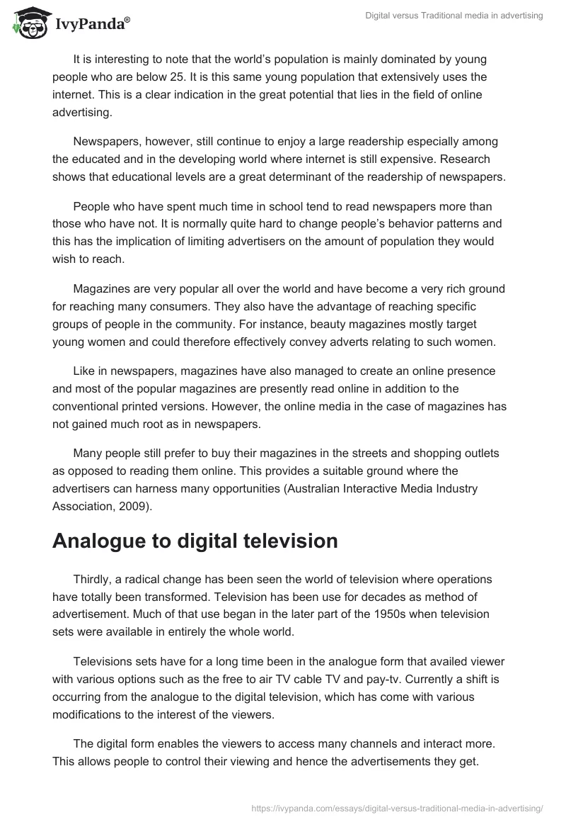 Digital versus Traditional media in advertising. Page 3