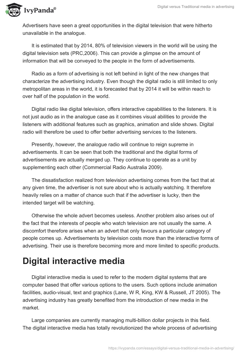 Digital versus Traditional media in advertising. Page 4