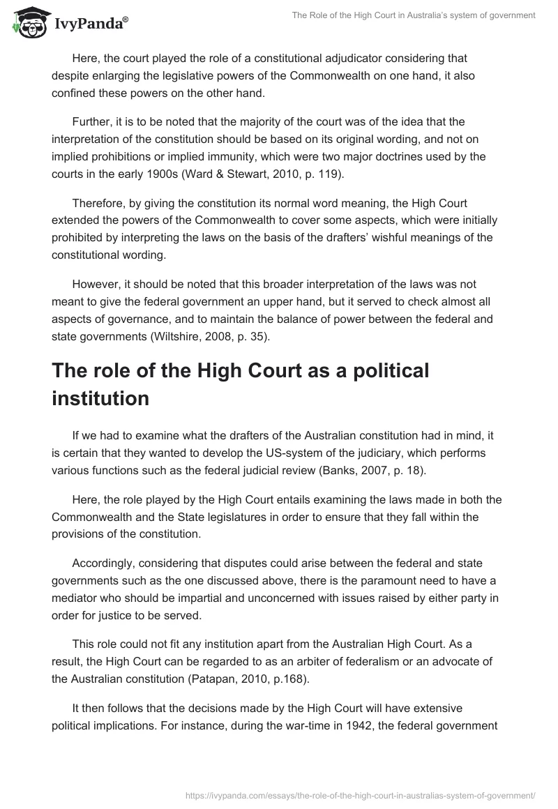 The Role of the High Court in Australia’s System of Government. Page 3