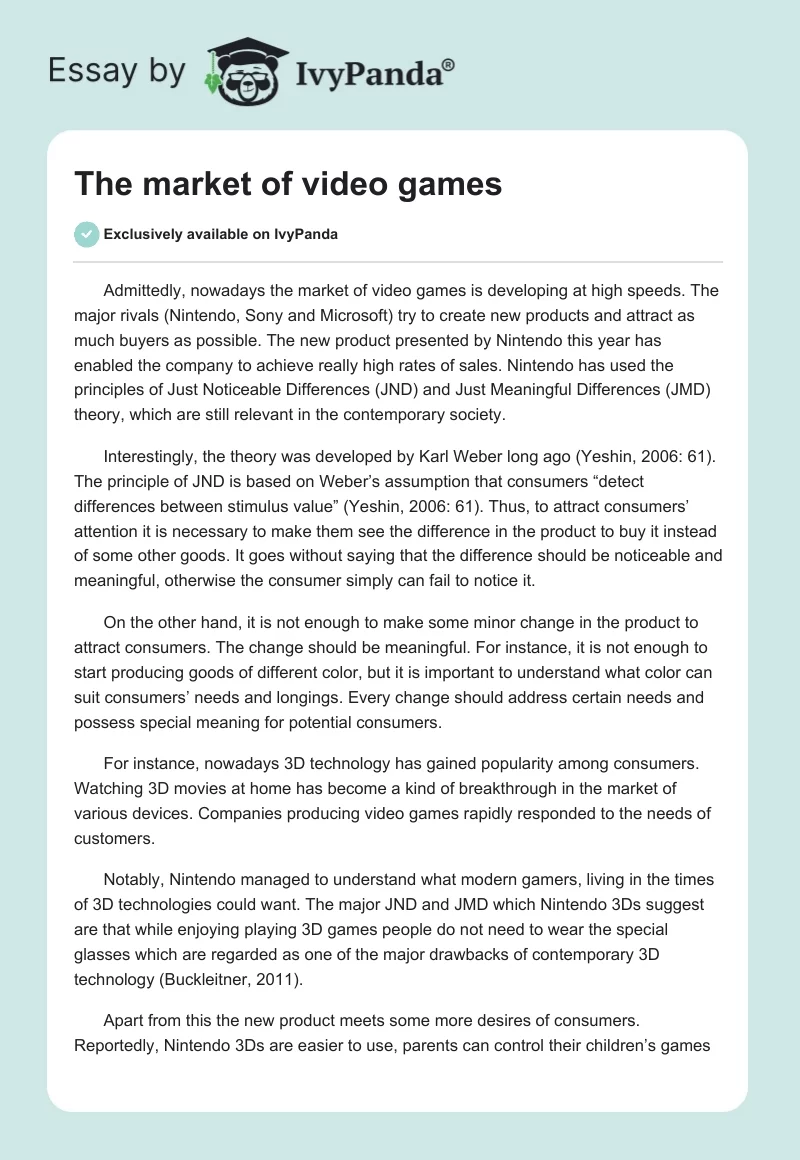 The market of video games. Page 1