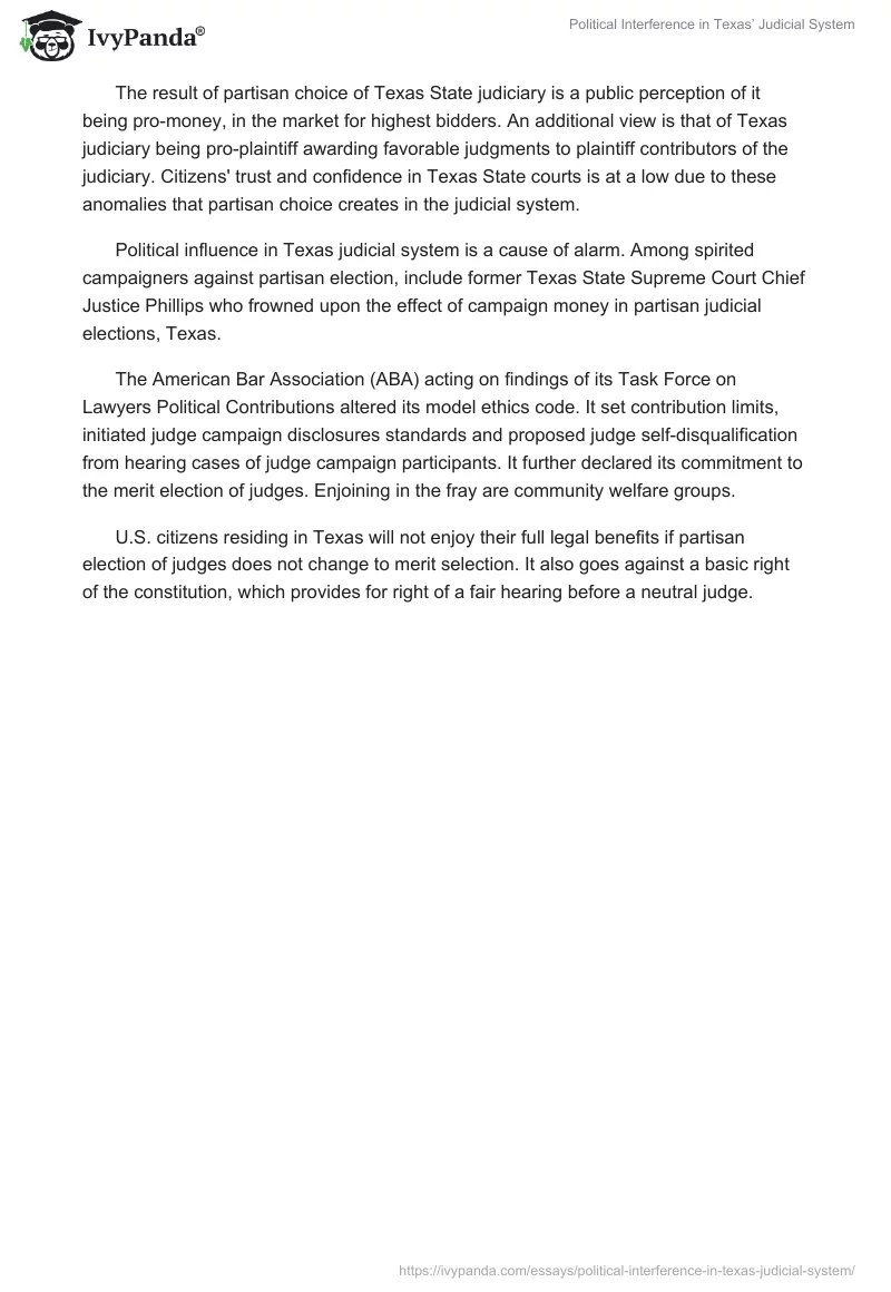 Political Interference in Texas’ Judicial System. Page 2