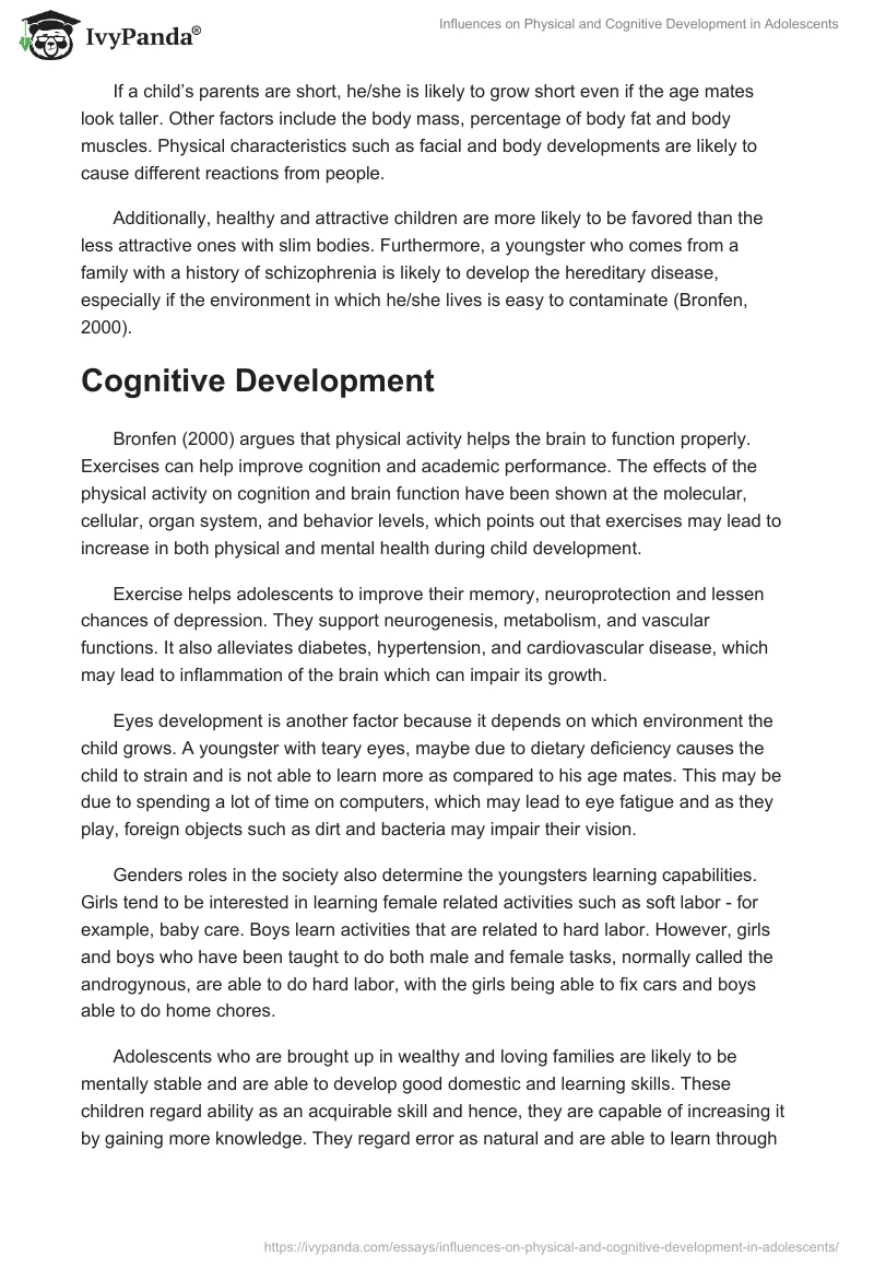 Influences on Physical and Cognitive Development in Adolescents. Page 2