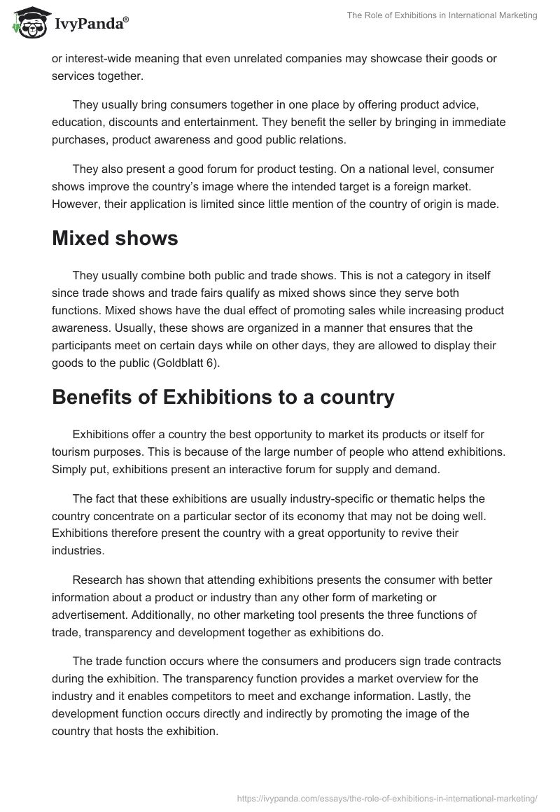 The Role of Exhibitions in International Marketing. Page 3