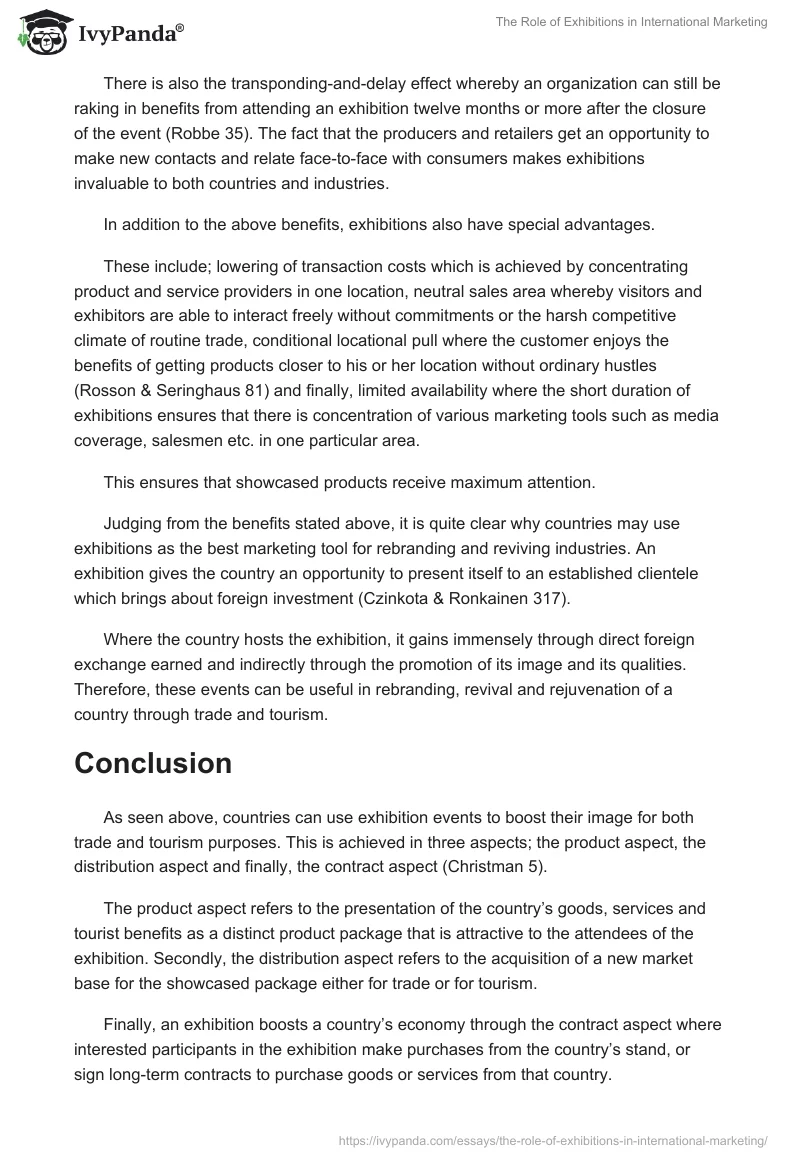 The Role of Exhibitions in International Marketing. Page 5