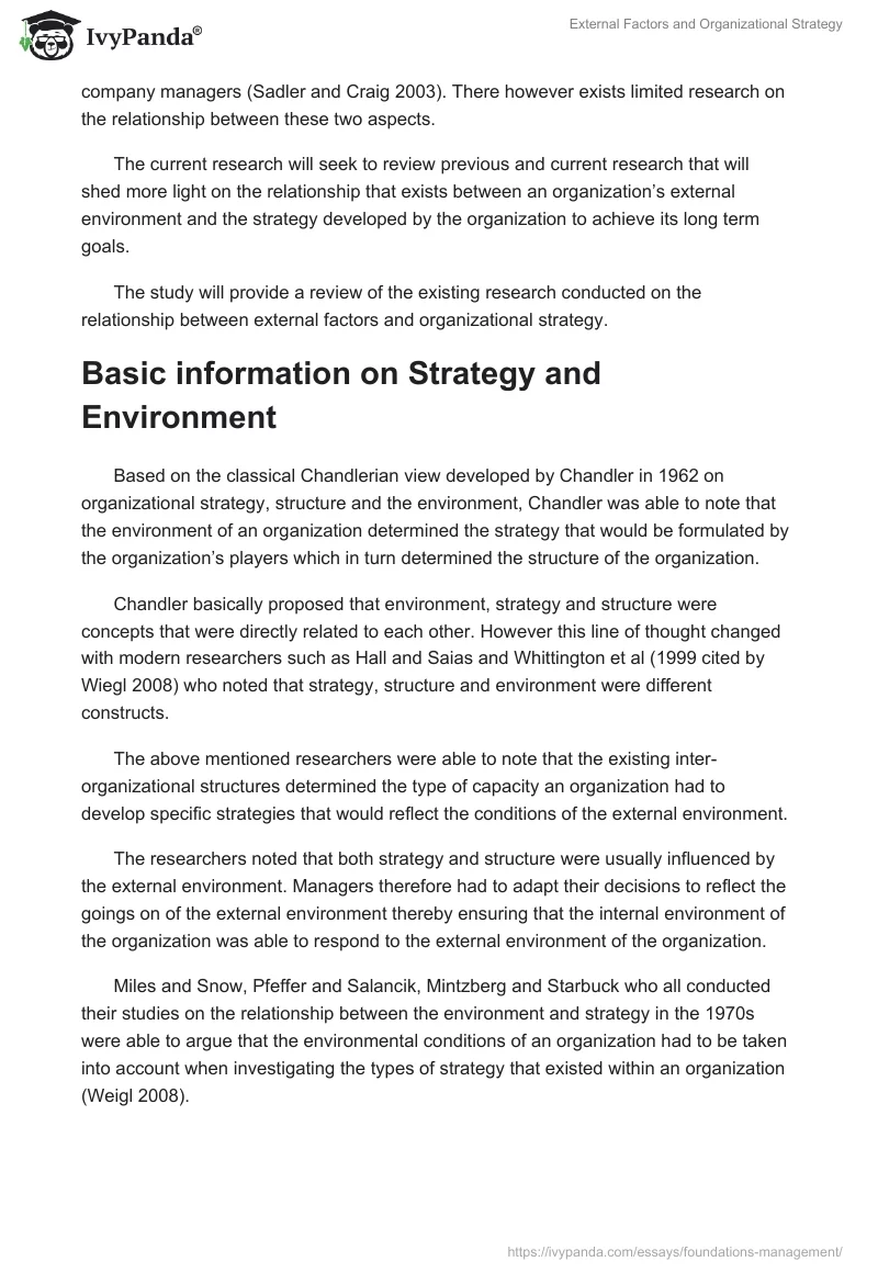 External Factors and Organizational Strategy. Page 2