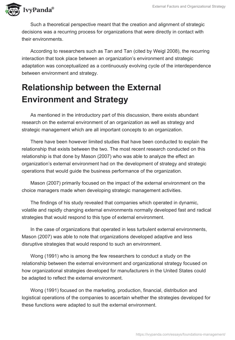 External Factors and Organizational Strategy. Page 4
