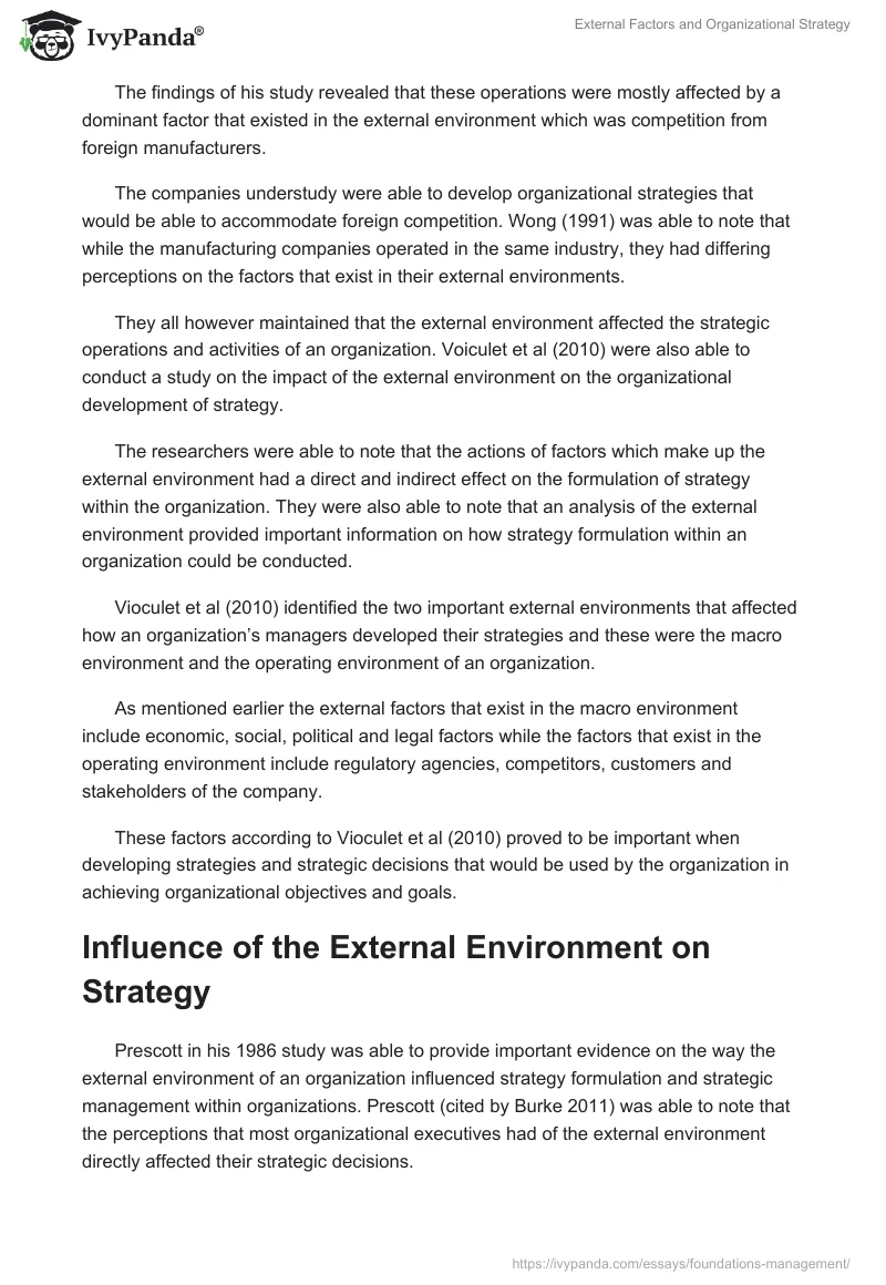 External Factors and Organizational Strategy. Page 5
