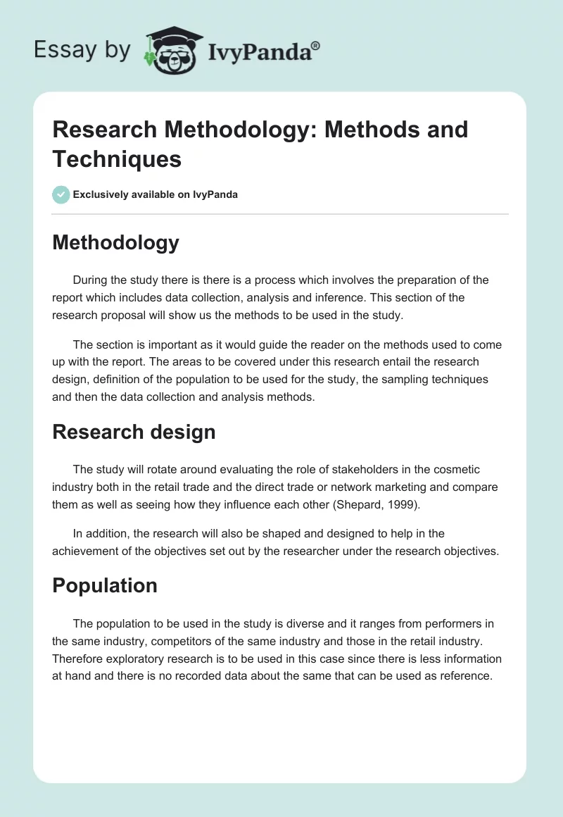 Research Methodology: Methods and Techniques. Page 1