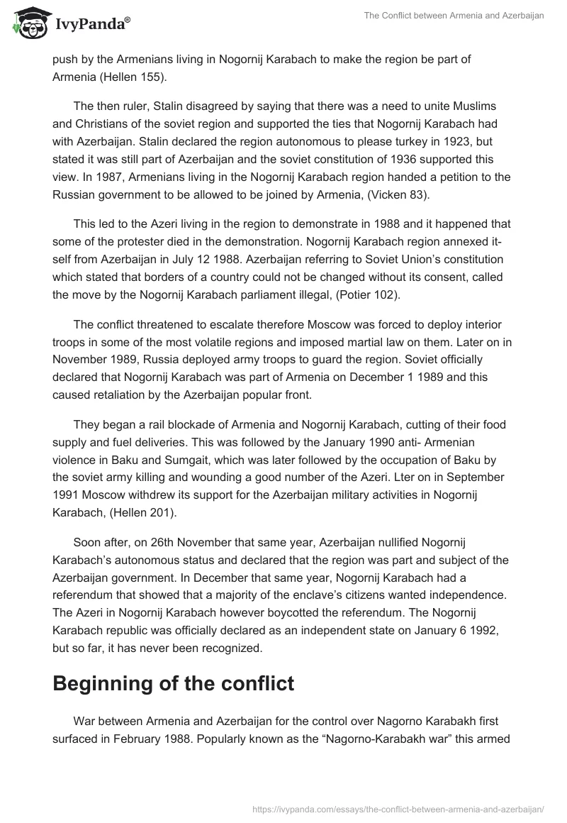 The Conflict Between Armenia and Azerbaijan. Page 3