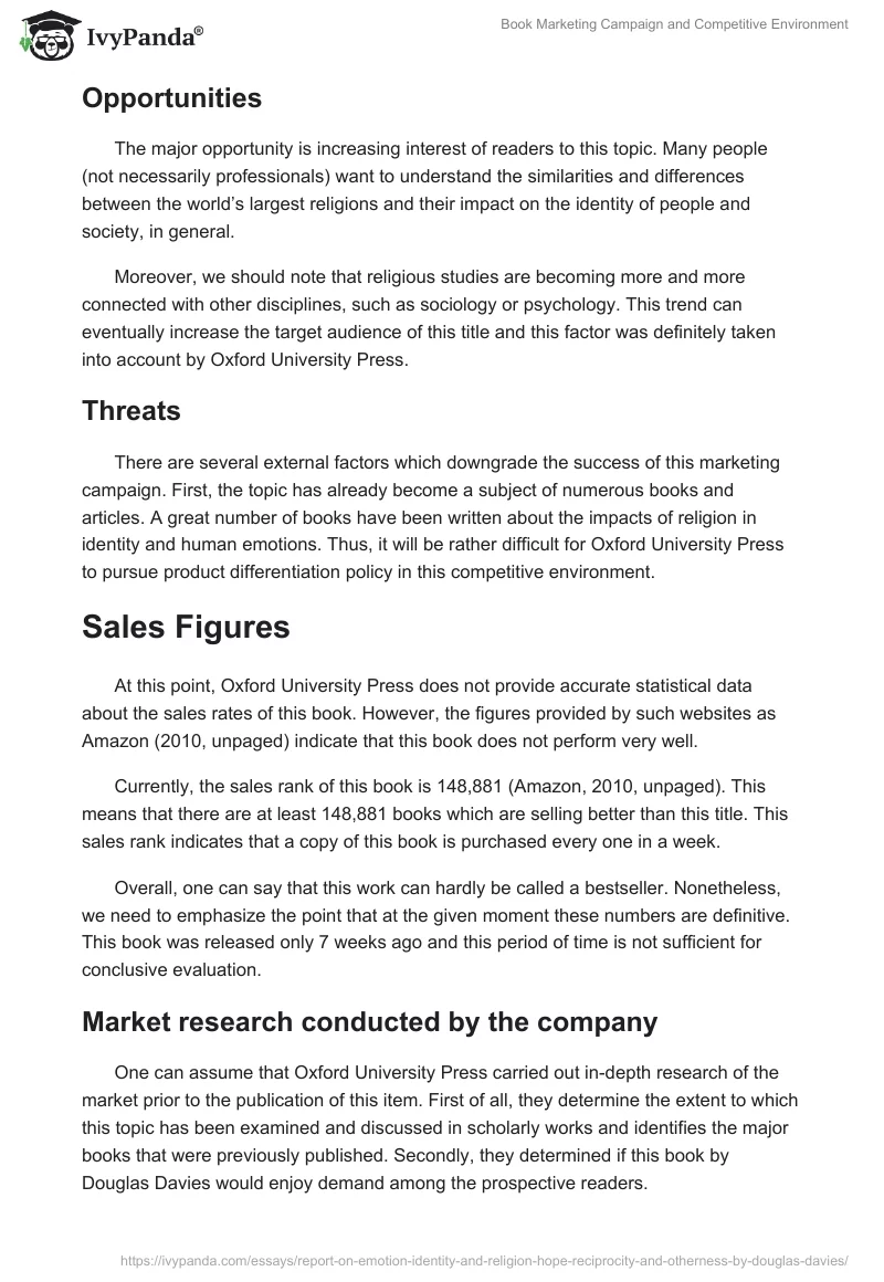 Book Marketing Campaign and Competitive Environment. Page 3