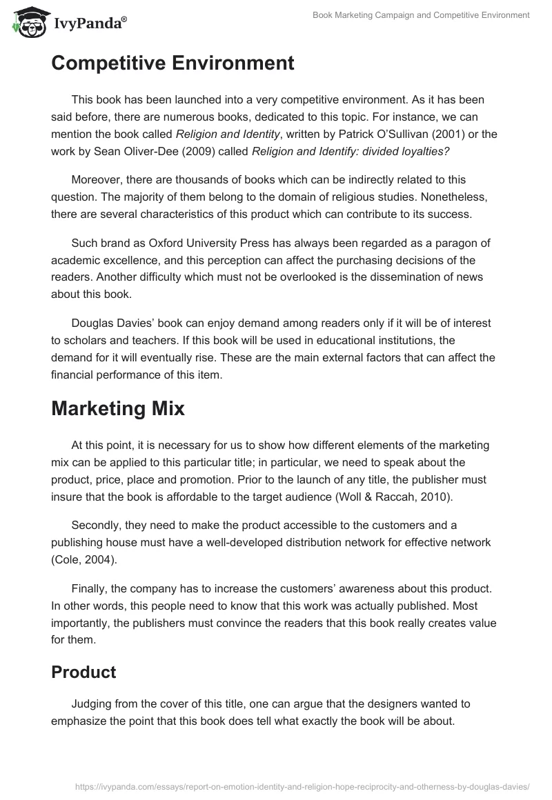Book Marketing Campaign and Competitive Environment. Page 4