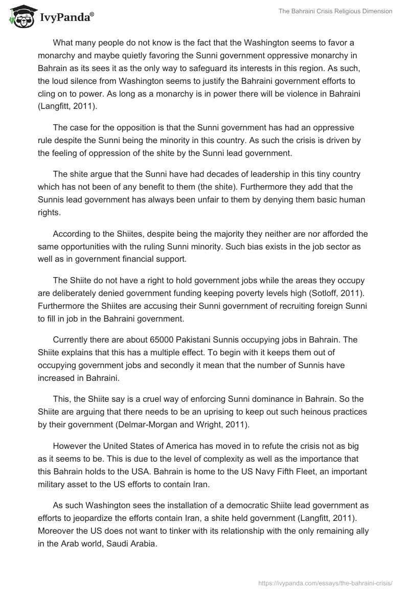 The Bahraini Crisis Religious Dimension. Page 3