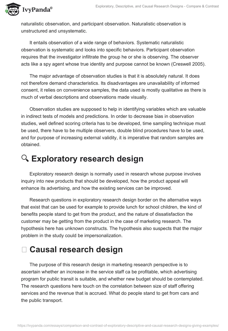 Exploratory, Descriptive, and Causal Research Designs - Compare & Contrast. Page 3