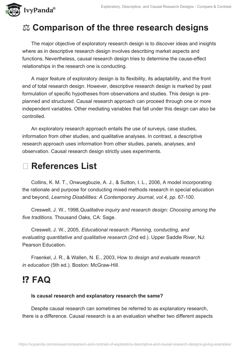 Exploratory, Descriptive, and Causal Research Designs - Compare & Contrast. Page 4