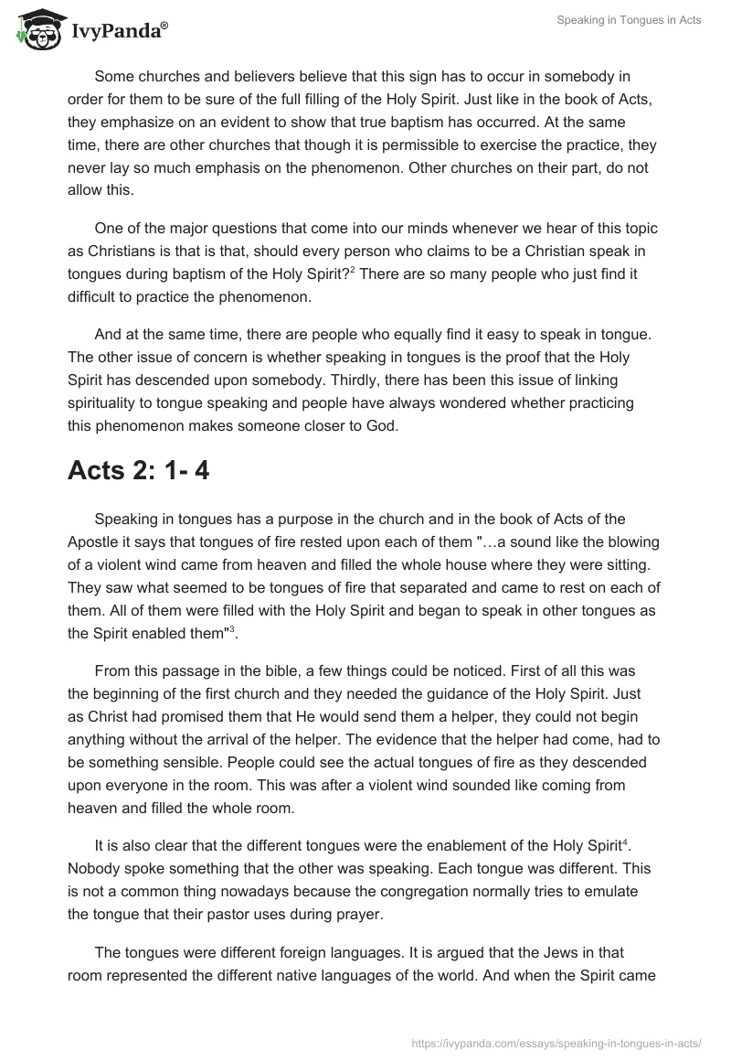 Speaking in Tongues in Acts. Page 2
