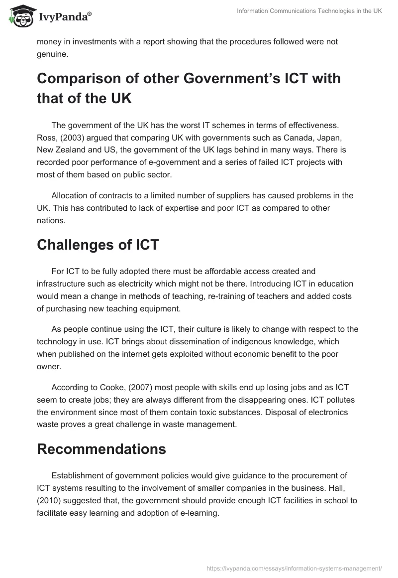 Information Communications Technologies in the UK. Page 4