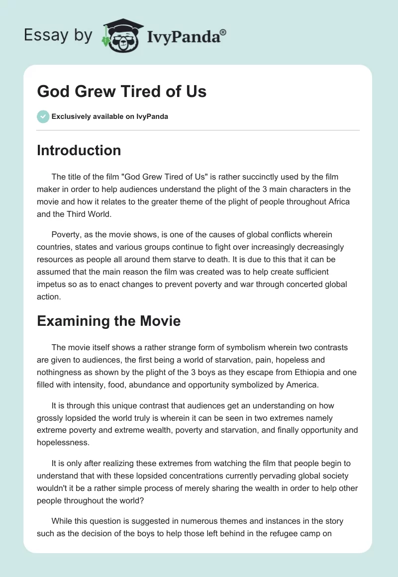 God Grew Tired of Us. Page 1