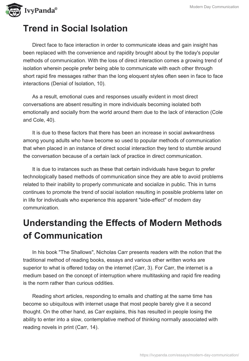 Modern Day Communication. Page 2